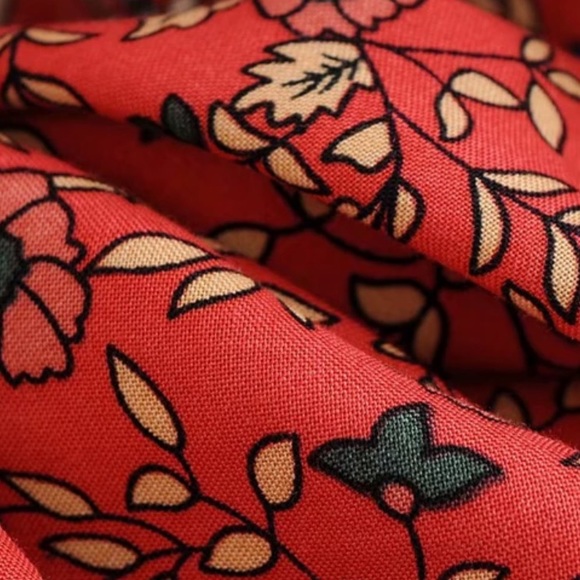 Boho Floral Gypsy Print Maxi Wrap Dress red - Picture 11 of 14